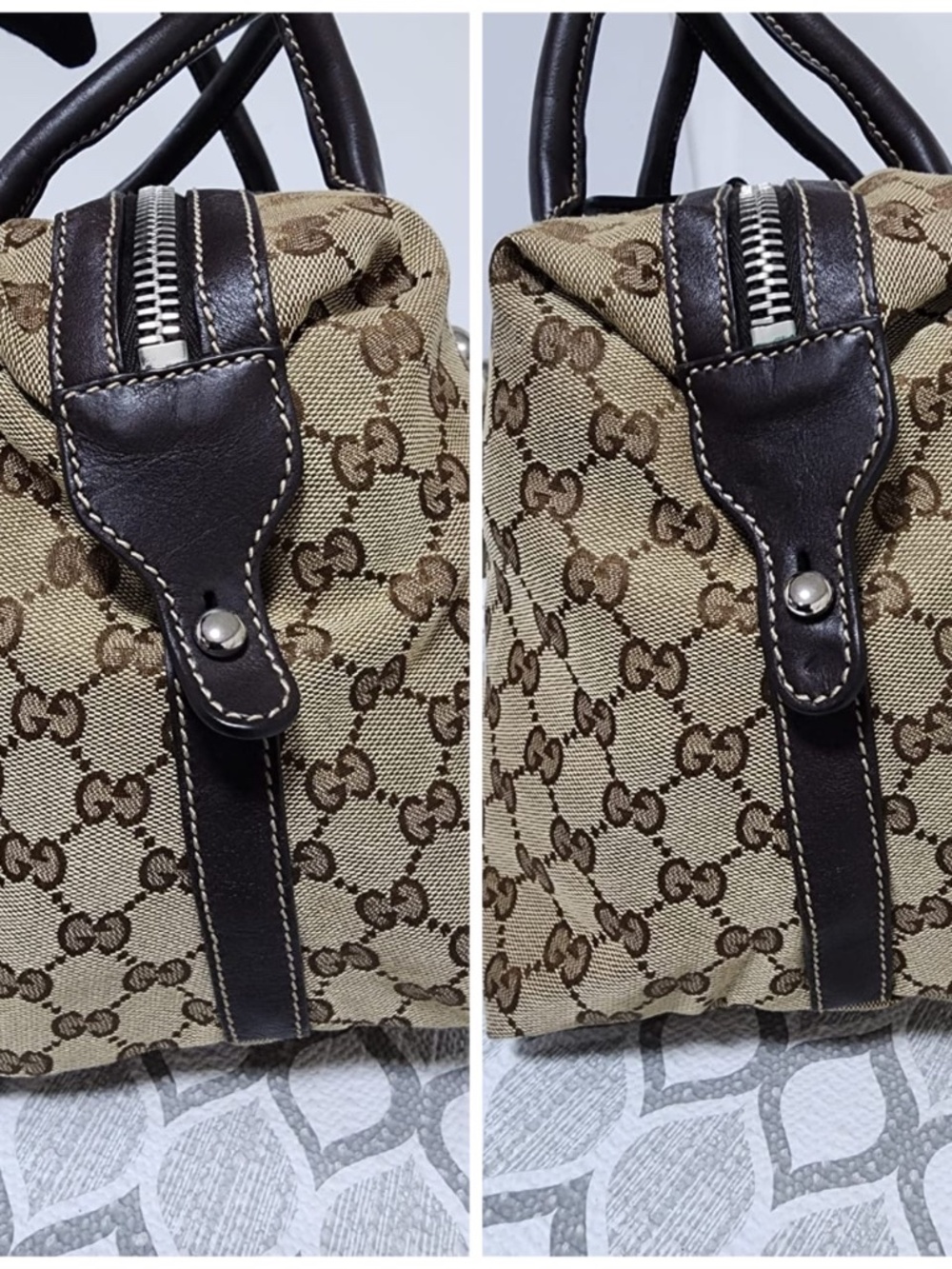 Authentic GUCCI GG Canvas Match Ball Boston Bag Beige/Brown - Picture 7 of 14